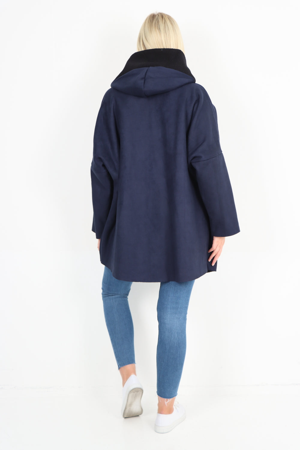 Italian Fleece Lined Hooded Suede Zip Up Pockets Coat