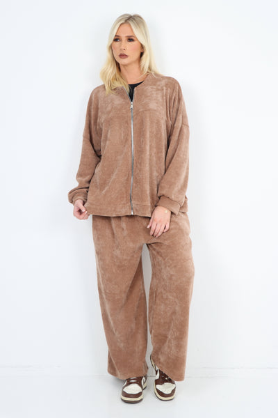 Italian Corduroy Zip Up Longsleeve Top and Trouser Co - Ord Set