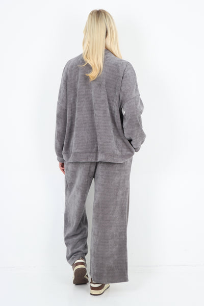 Italian Corduroy Zip Up Longsleeve Top and Trouser Co - Ord Set