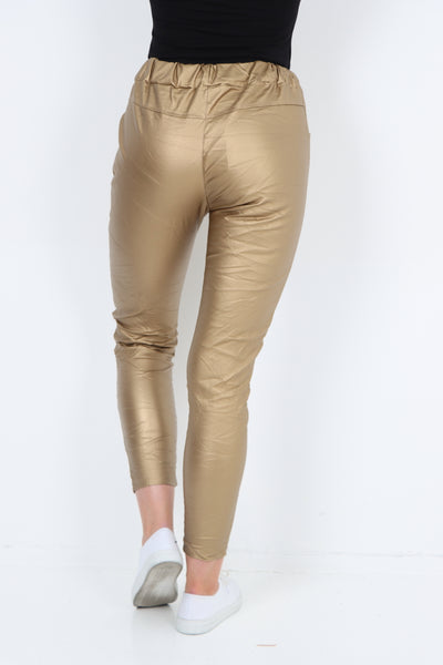 Made In Italy Shiny Wet Look Magic Stretch Trousers