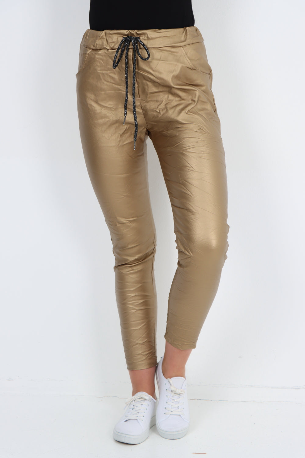 Made In Italy Shiny Wet Look Magic Stretch Trousers