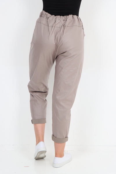 Made In Italy Shiny Wet Look Magic Stretch Trousers