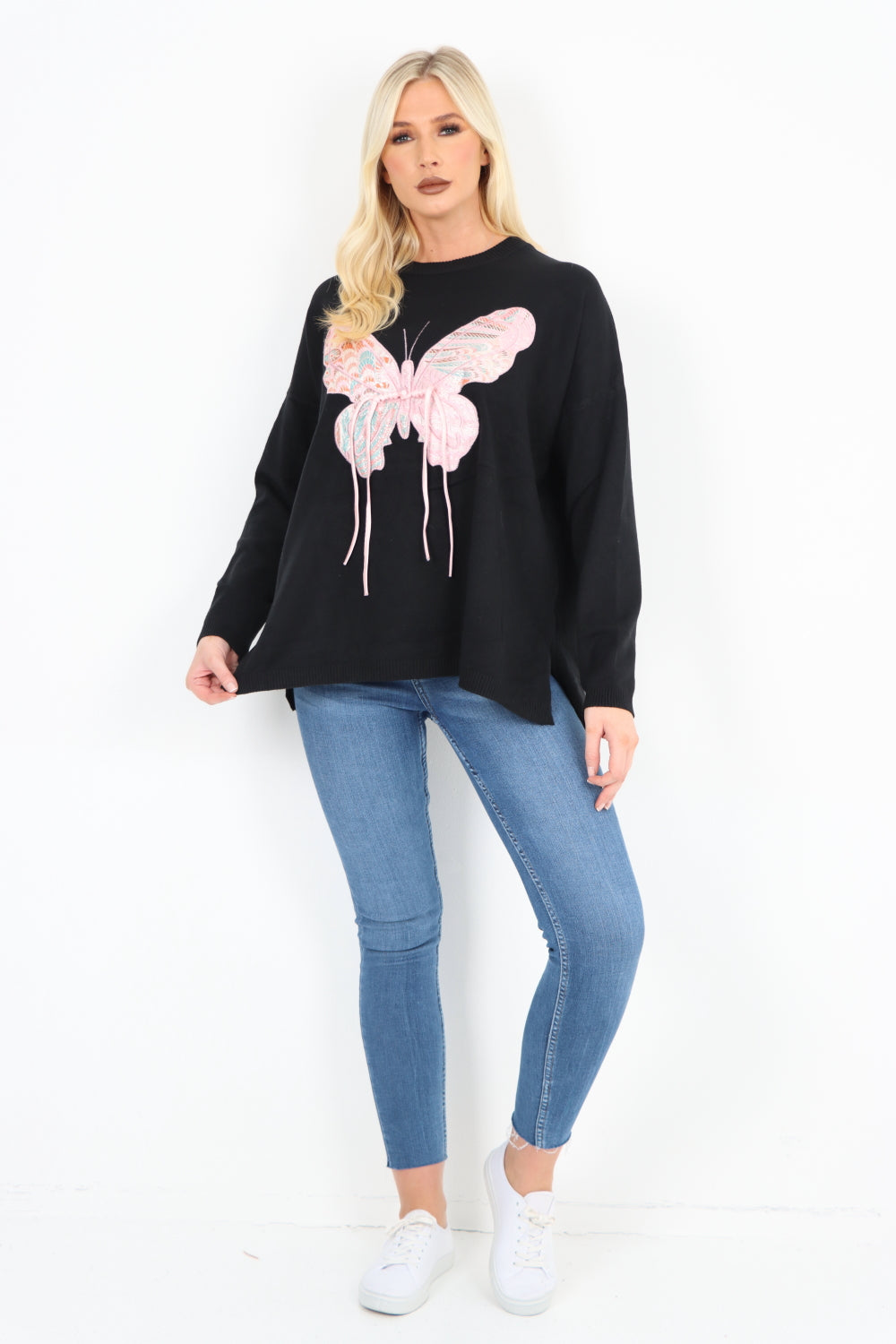 Italian Butterfly Print Softknit Longsleeve Jumper Top