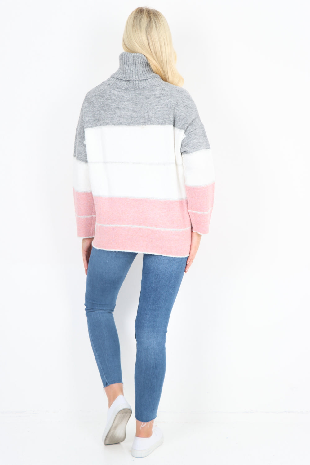 Italian Multicoloured Stripe Cowl Neck Jumper Top