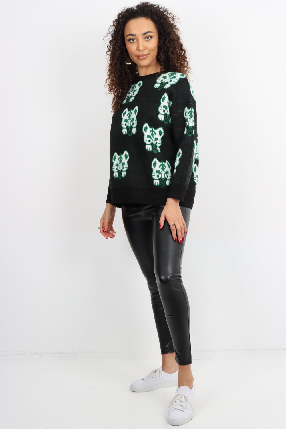 Italian Tiger Print Round Neck Longsleeve Jumper Top