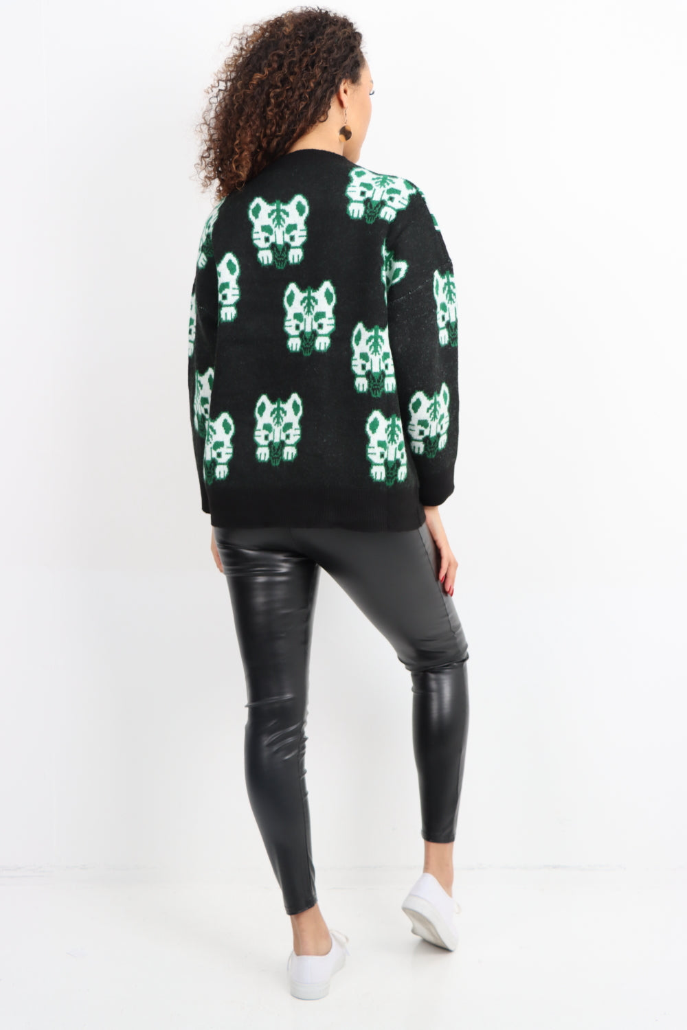 Italian Tiger Print Round Neck Longsleeve Jumper Top