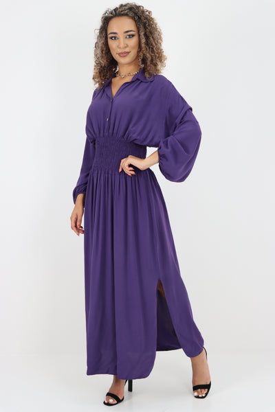 Italian Elasticated Waist Double Slit Maxi Dress