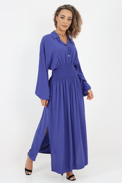 Italian Elasticated Waist Double Slit Maxi Dress