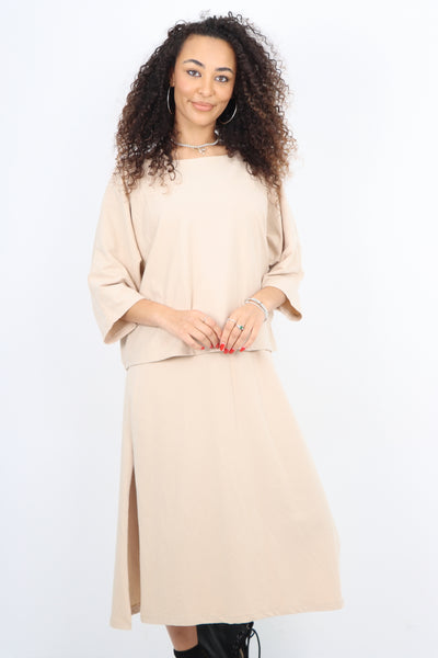 Italian Two Layered  Double Side Slit Maxi Dress