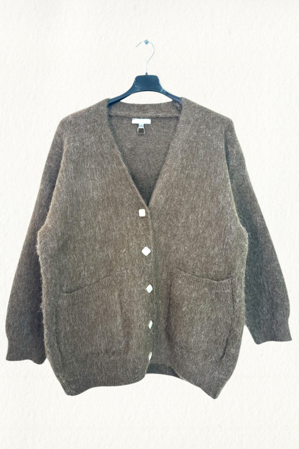 Italian  Open Front Button Longsleeve Mohair Cardigan