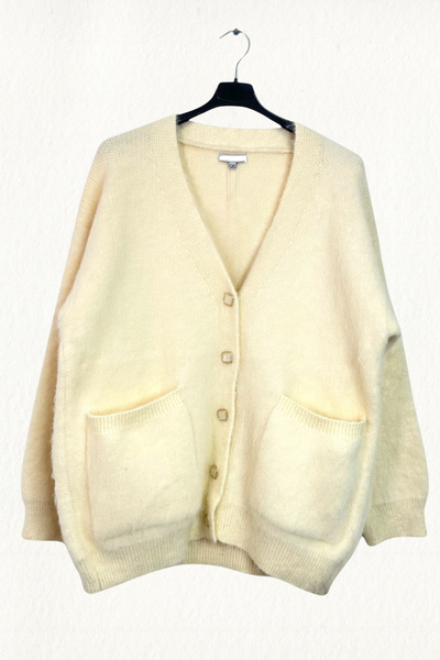 Italian  Open Front Button Longsleeve Mohair Cardigan