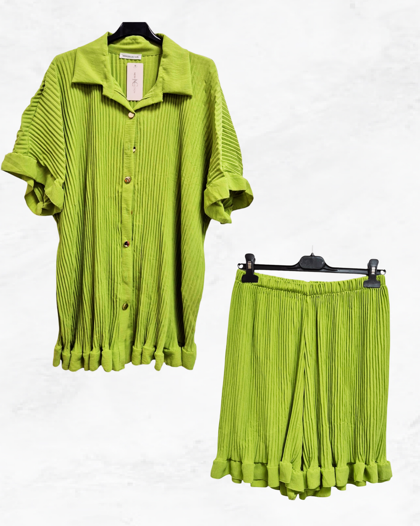 Italian Pleated Shirt & Shorts Co-Ord Set