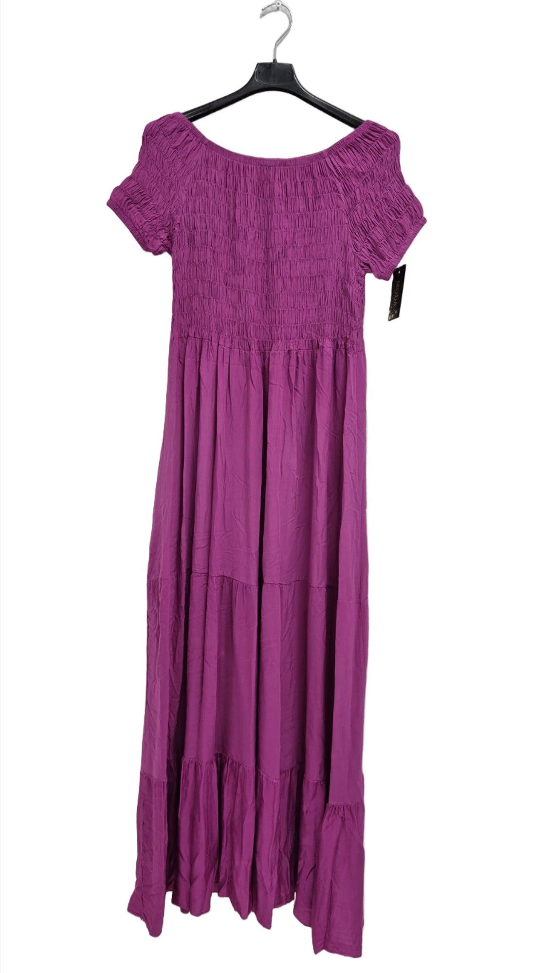 Italian Off Shoulder Shirred Elasticated Tiered Maxi Dress