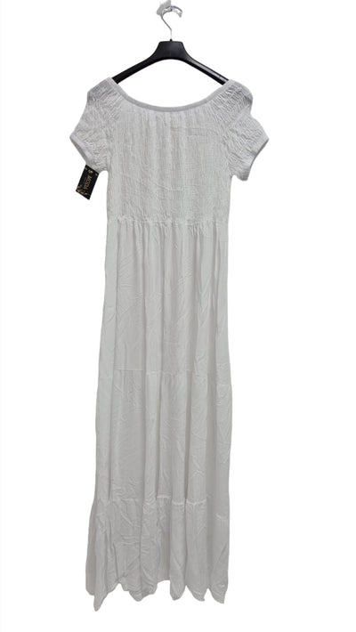 Italian Off Shoulder Shirred Elasticated Tiered Maxi Dress