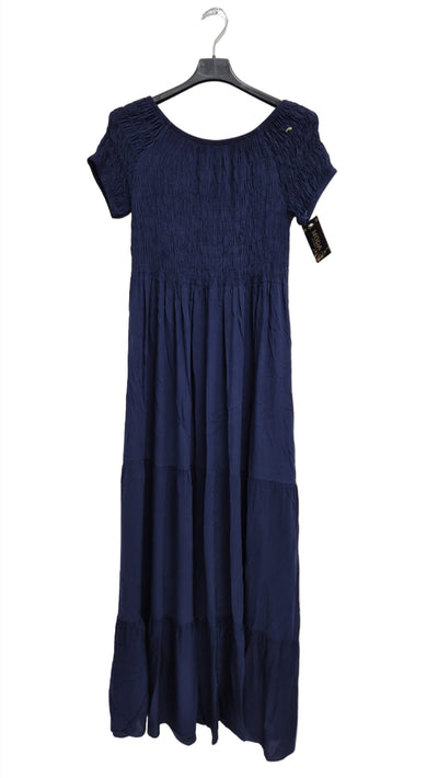 Italian Off Shoulder Shirred Elasticated Tiered Maxi Dress