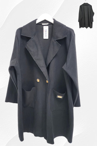 Italian Two Button Front Pockets Longsleeve Coat