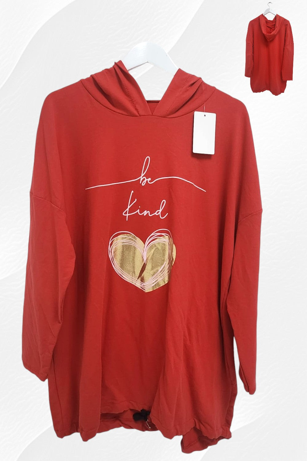 Italian Foil Gold Heart Print Hooded Tunic Top