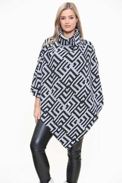 Italian Cowl Neck Printed Ponchos