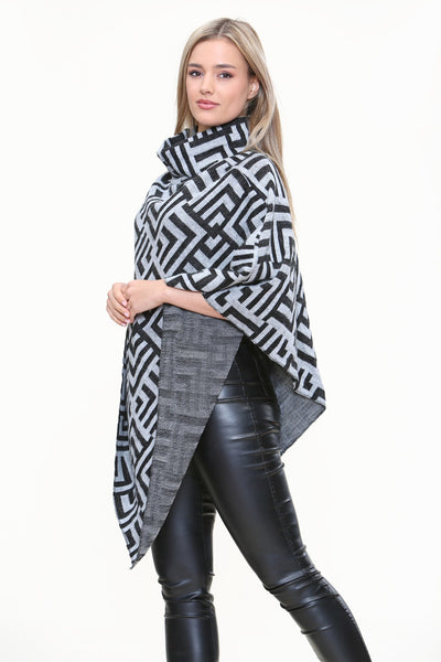 Italian Cowl Neck Printed Ponchos