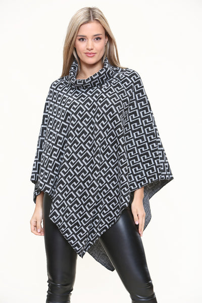 Italian Cowl Neck Printed Ponchos