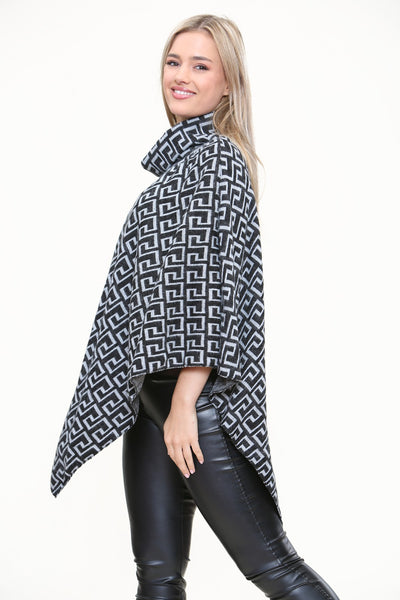 Italian Cowl Neck Printed Ponchos