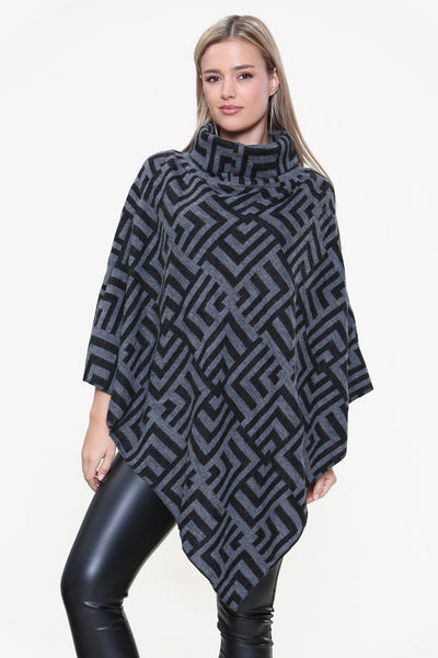 Italian Cowl Neck Printed Ponchos