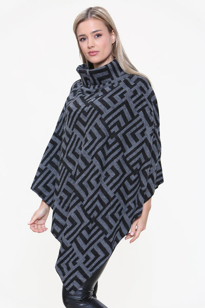 Italian Cowl Neck Printed Ponchos