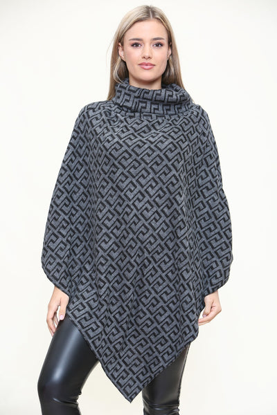 Italian Cowl Neck Printed Ponchos