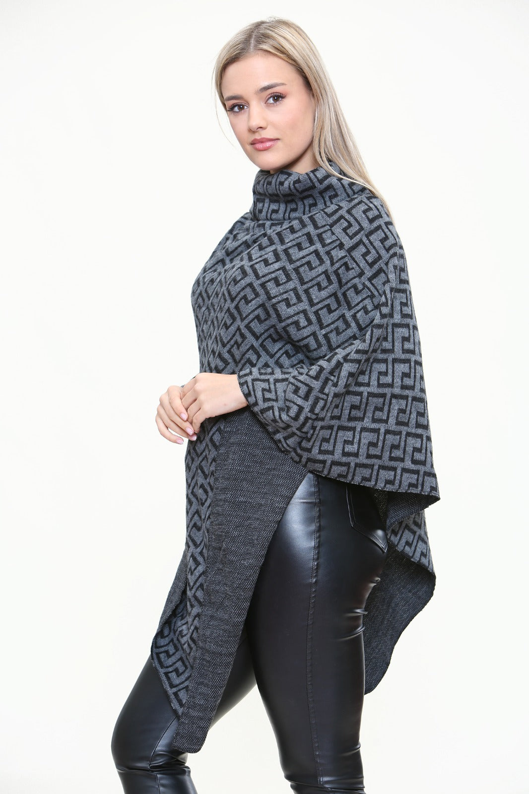 Italian Cowl Neck Printed Ponchos